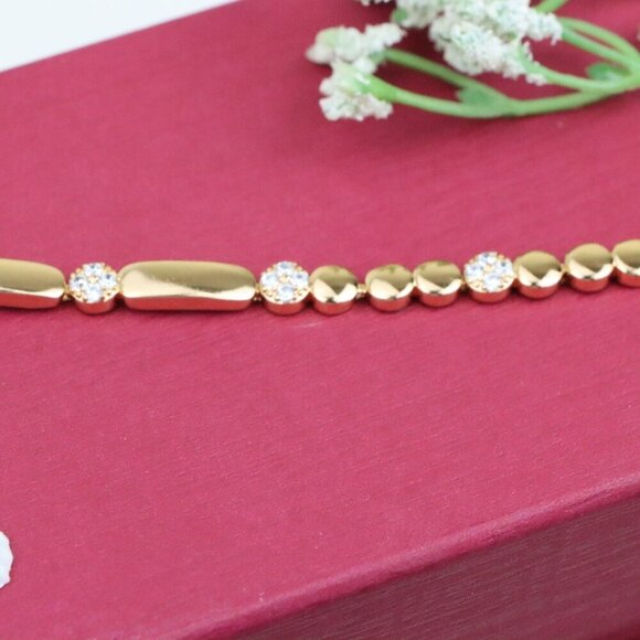 "Modern Beaded & Bar Link Rose Gold Bracelet, XPBL0774 - Picture 6 of 11